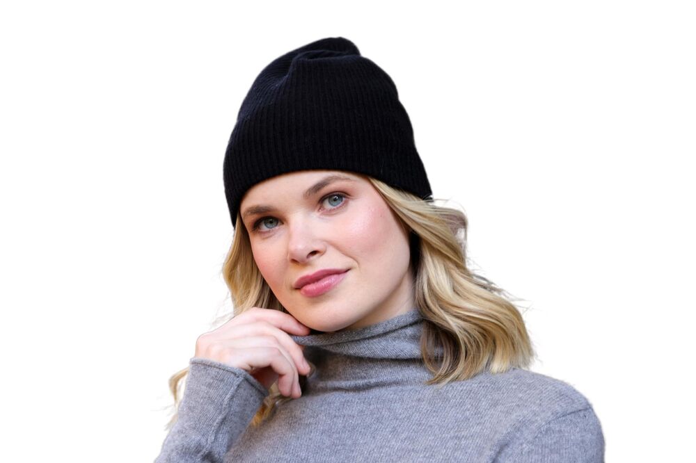 8513 Cashmere 100% Cashmere Easy Ribbed Beanie US Alpha One Size Large